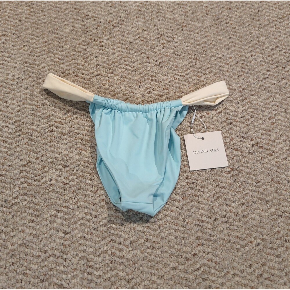 Divino Seas Ana De Bretana Aruba Bikini Bottom M Blue Ivory Beach Pool